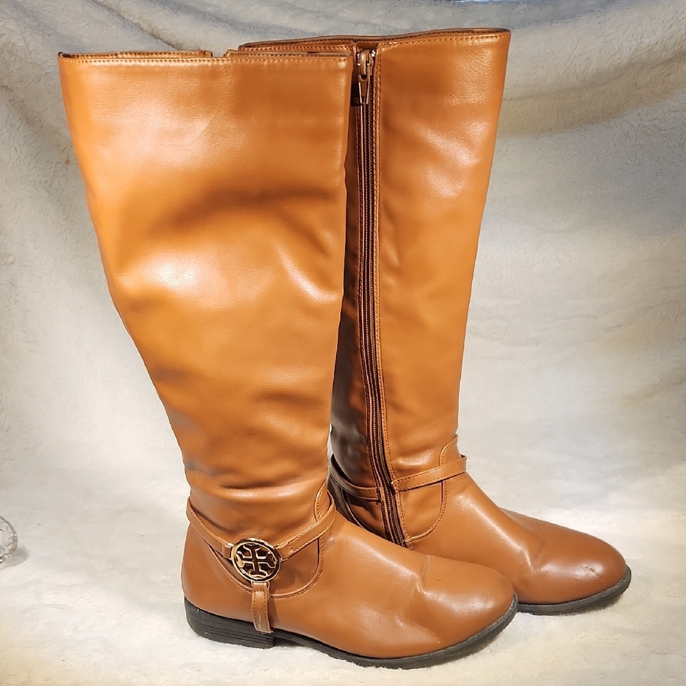 Tan Leather Knee-High Boots